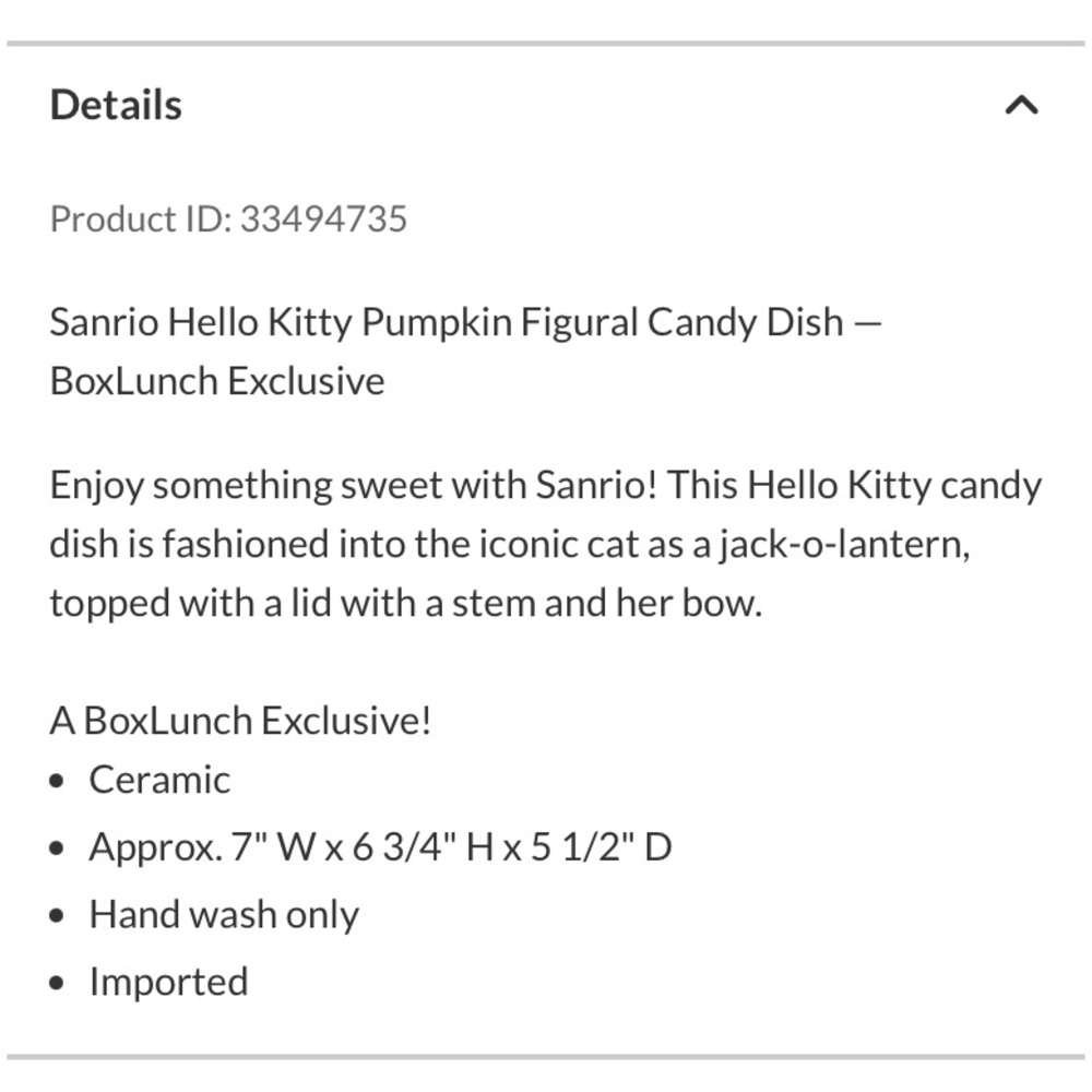 SANRIO x HELLO KITTY Halloween Pumpkin Sculpted Ceramic Candy Dish Cookie Jar - Picture 10 of 10